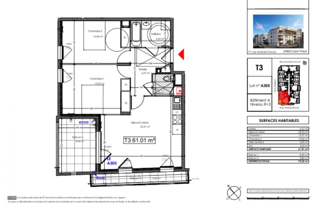 Annonces CROIXROUSSE : Appartement | SAINT-PRIEST (69800) | 61 m2 | 295 900 € 